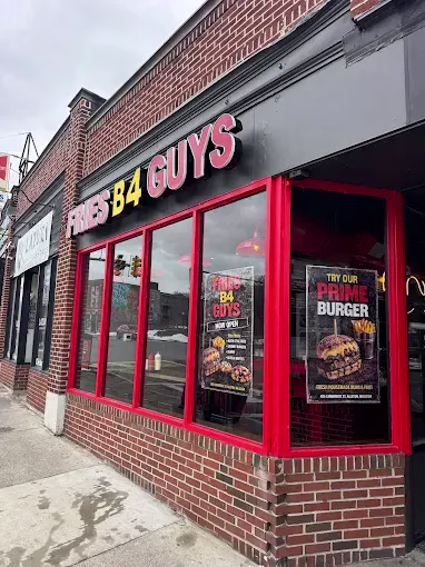 FRIES B4 GUYS storefront on Cambridge Street in Allston, Boston